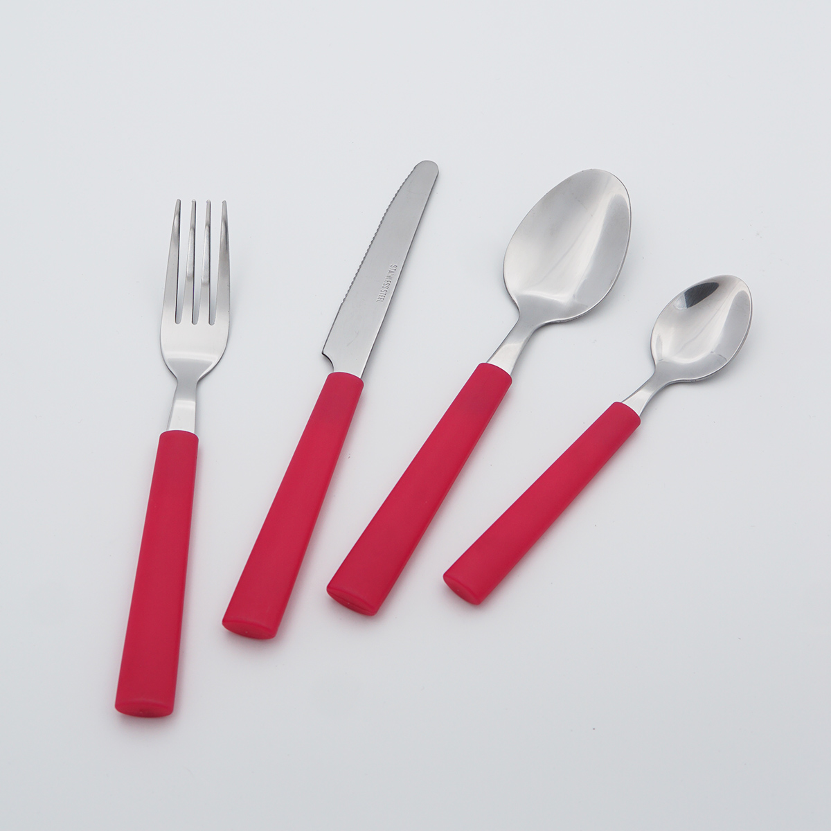 Plastic Handle Stainless Steel Cutlery Mirror Polish Food Grade Flatware Wholesale Silverware Set