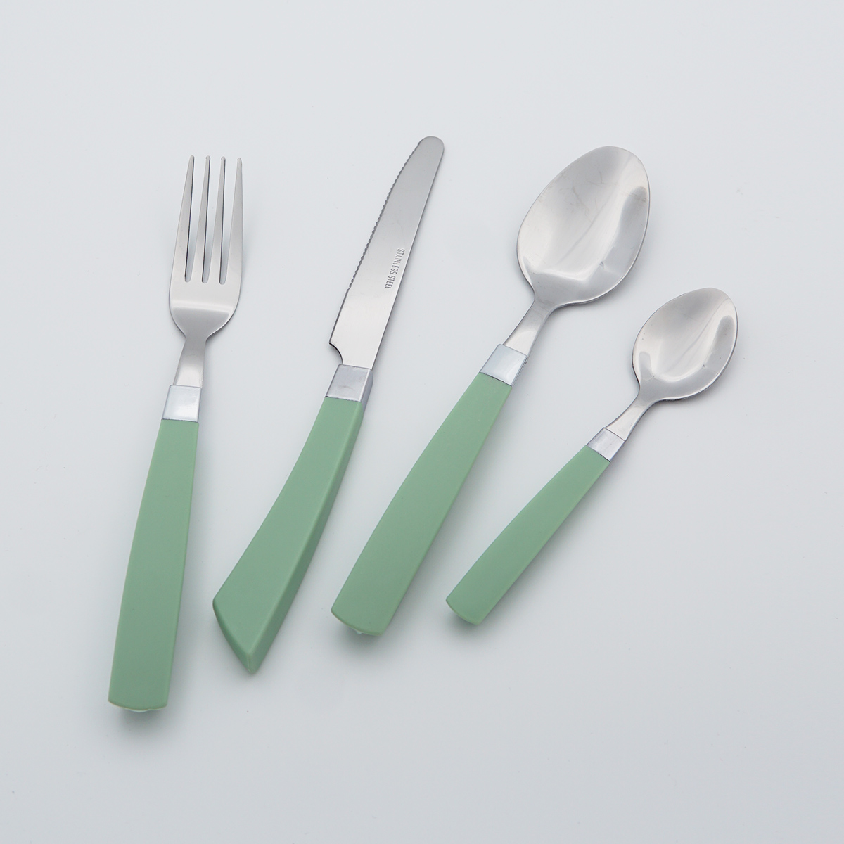 Plastic Handle Mirror Polish Stainless Steel Cutlery Food Grade Flatware Wholesale Silverware Set