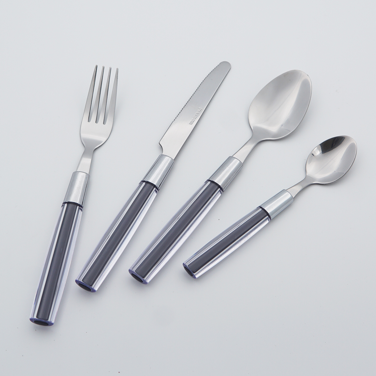 Food Grade Plastic Handle Mirror Polish Stainless Steel Cutlery Flatware Wholesale Silverware Set