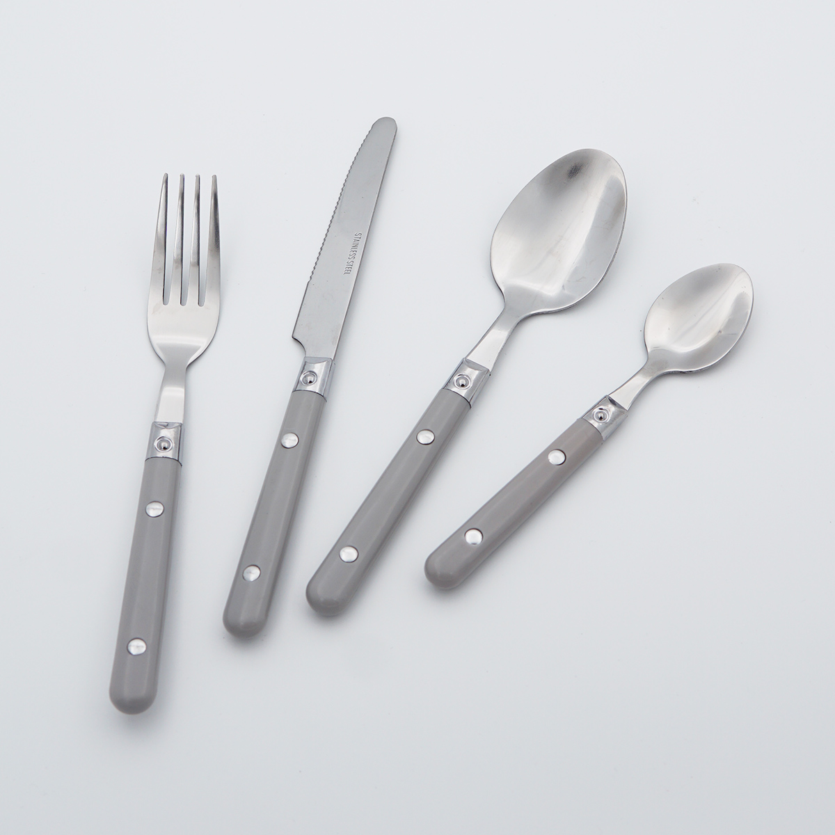 Mirror Polish Plastic Handle Food Grade Stainless Steel Cutlery Flatware Wholesale Silverware Set