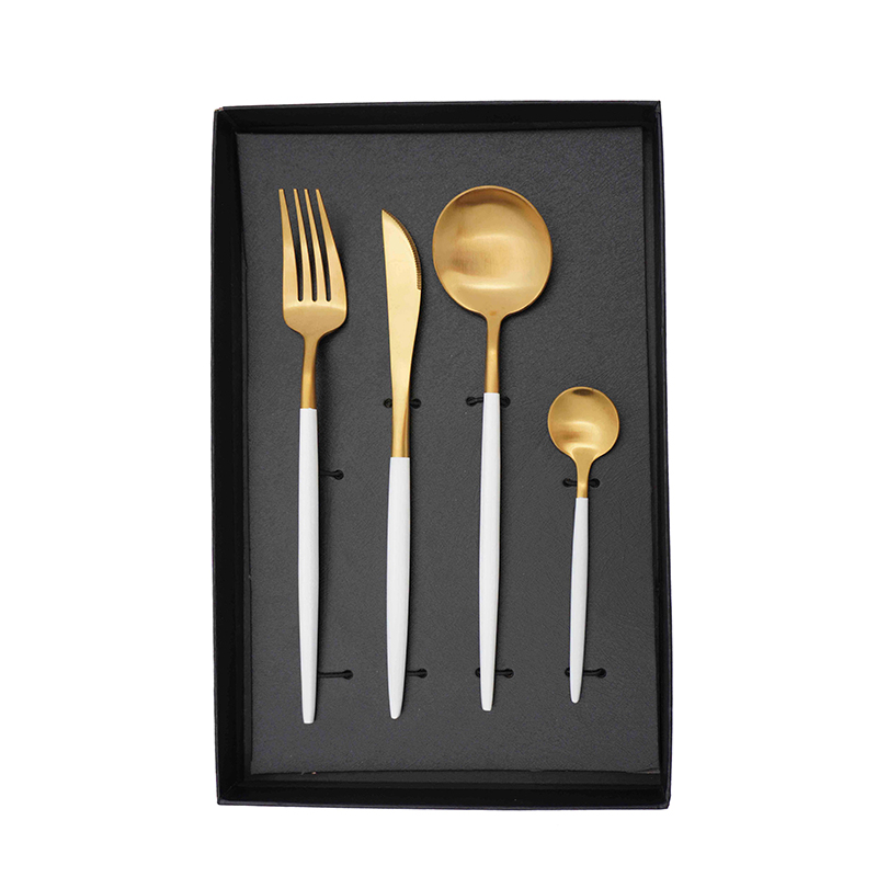 SUS304 Gold Plated Knife Spoon Fork Stainless Steel Portugal Style Cutlery