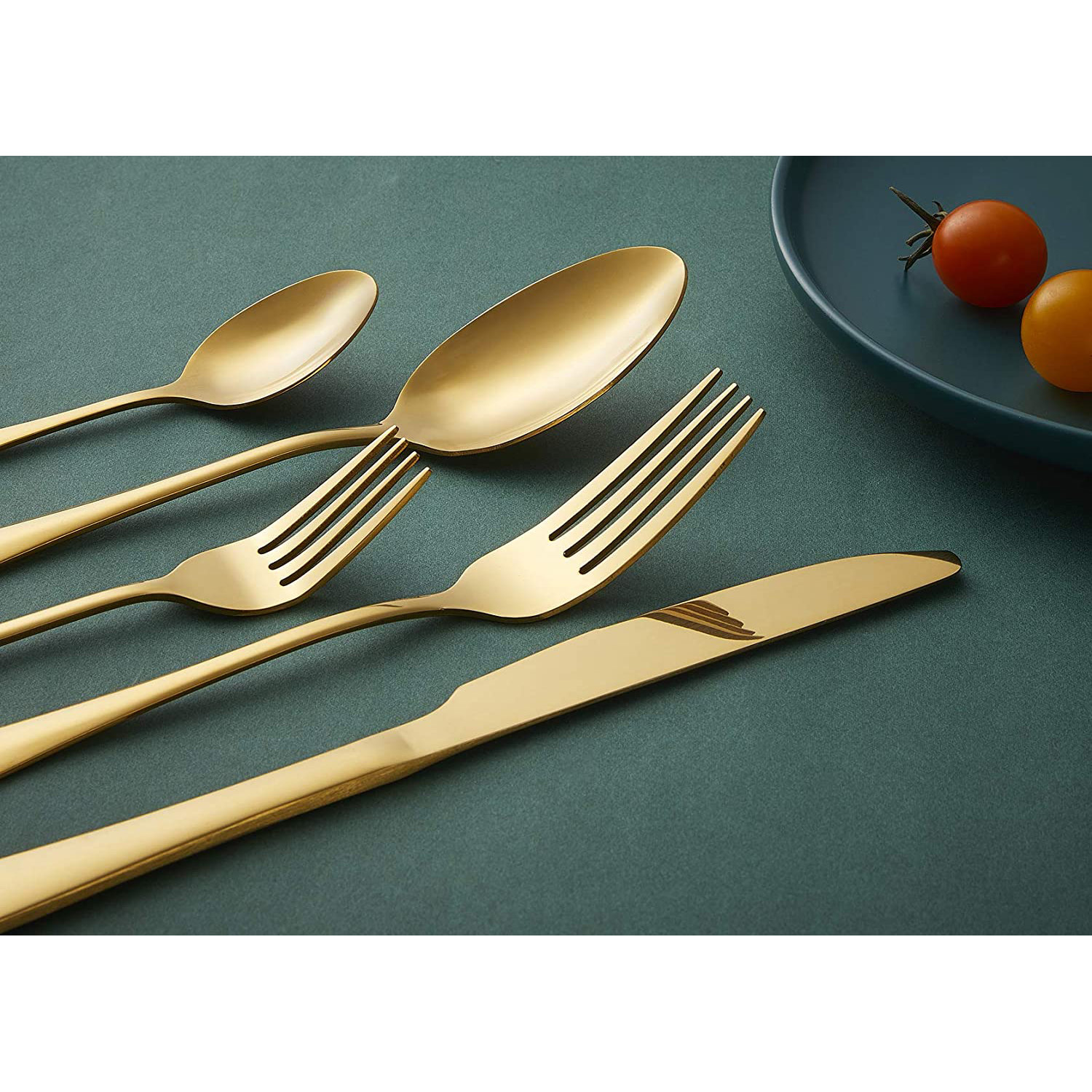 Wholesale Amazon Hot Gold Flatware Restaurant Shiny Stainless Steel Cutlery Set