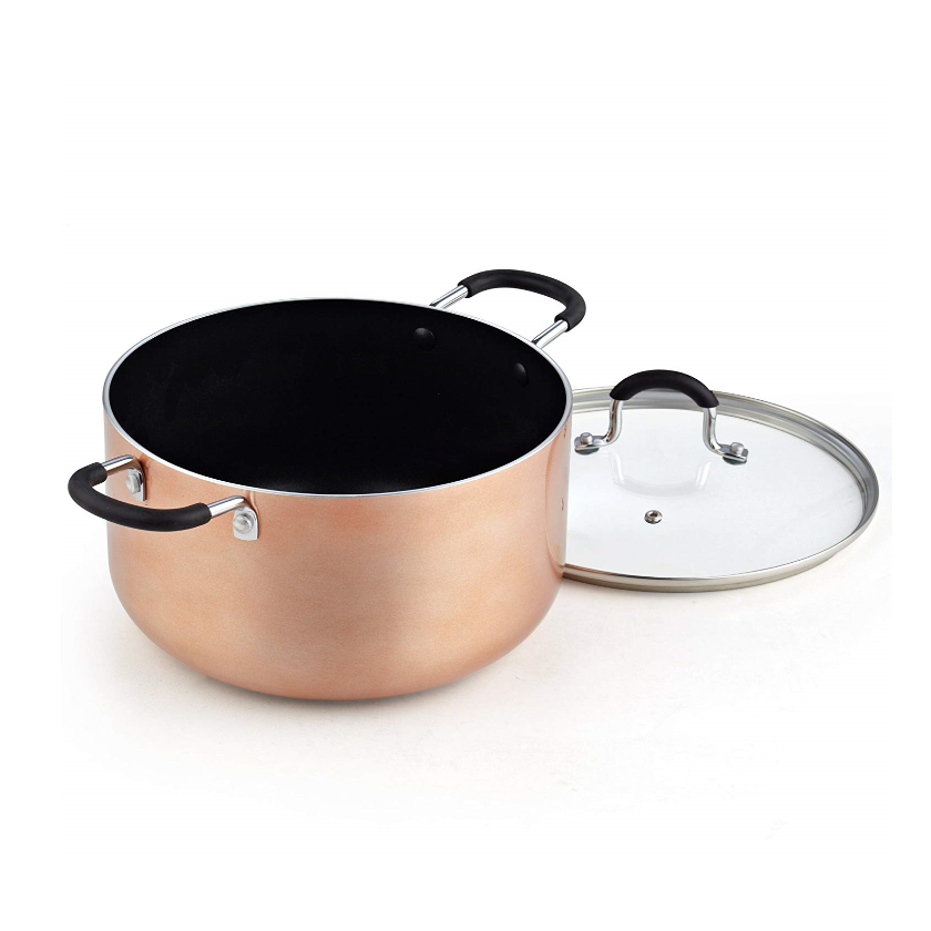 Copper Nonstick Cookware Set Dishwasher and Oven safe Pots and Pans 12Piece Various Sizes of Fry Pan and Sauce Pan