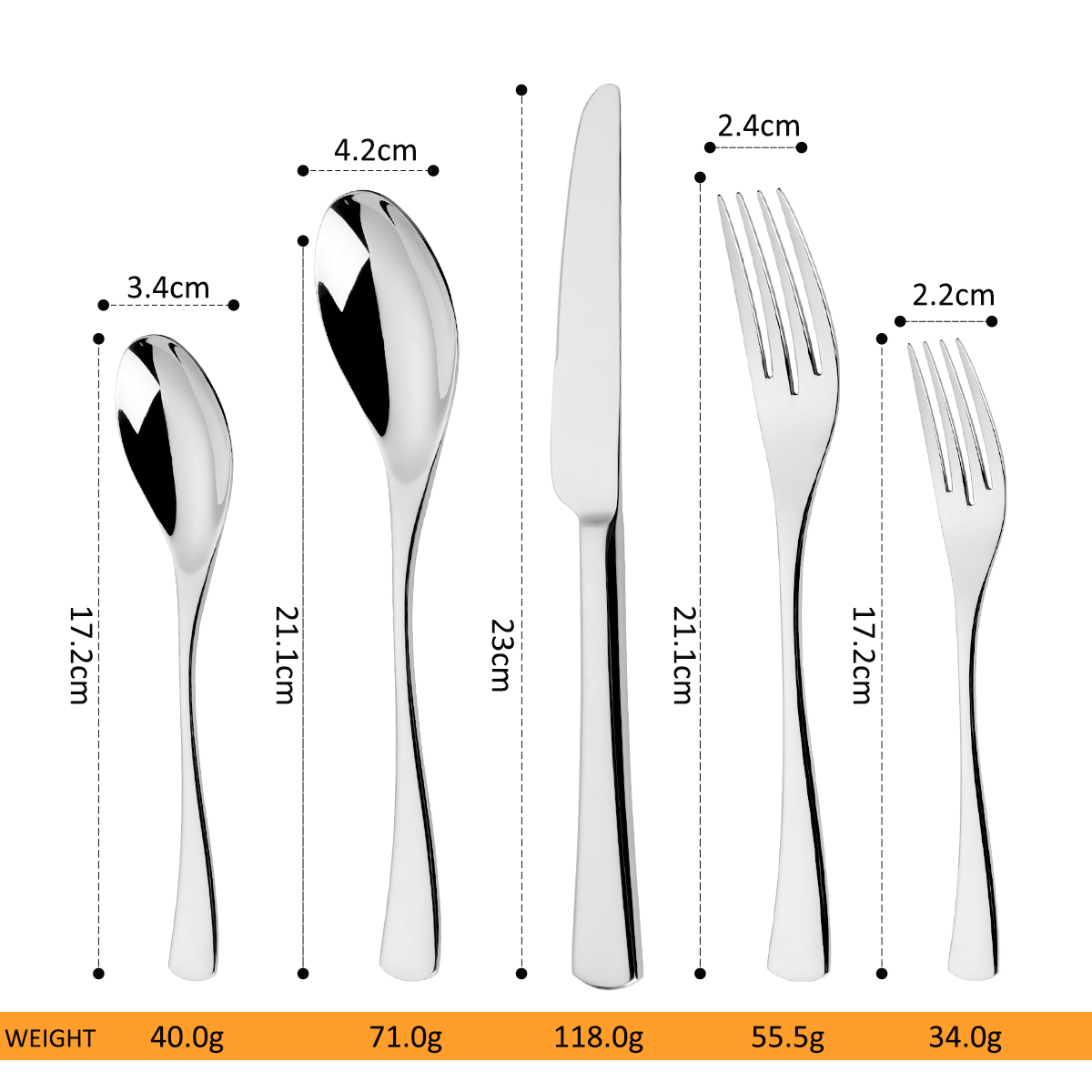 Customizable Luxury Travel Camping Wedding Kitchen 5Pcs Stainless Steel Cutlery Knife Spoon Fork Flatware Silverware