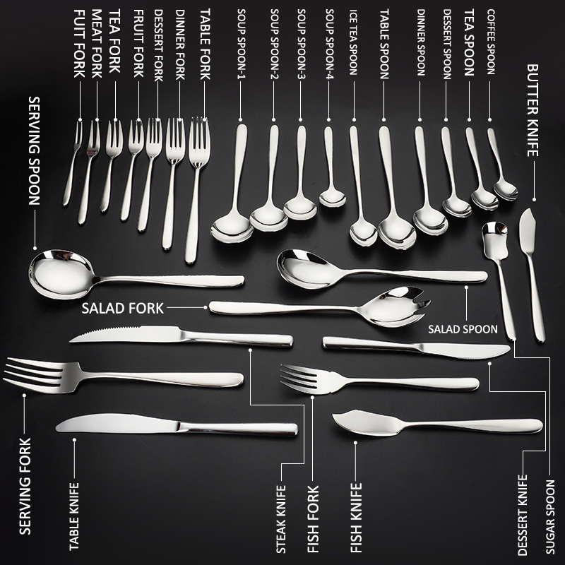 Custom High Quality Silverware Thick Elegant Design Flatware 304 Stainless Steel Cutlery Set